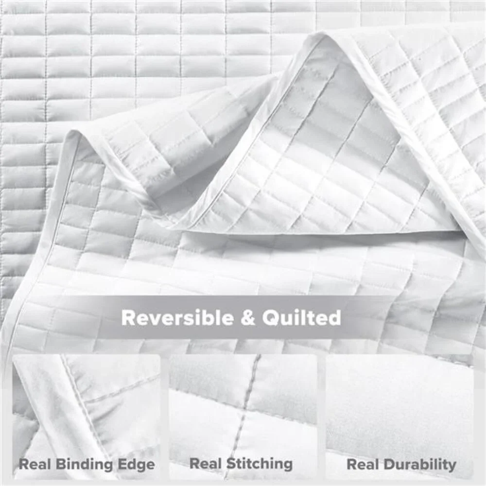 Comfort Spaces Kienna Quilt Set- Double Sided Stitching Design Summer Blanket